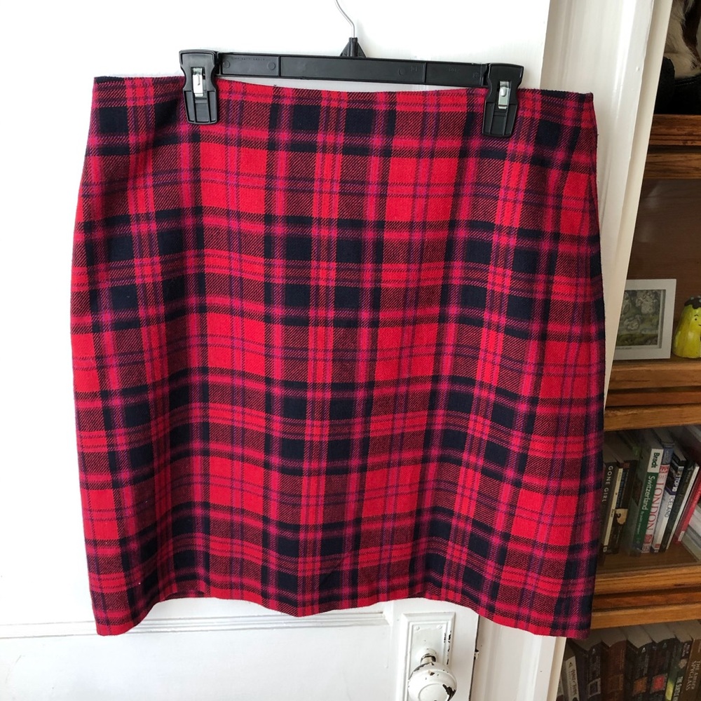 Talbots Red and Pink Plaid Mini Skirt
